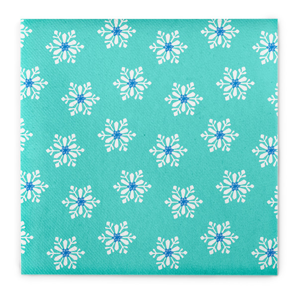 Weihnachtsserviette Snowflakes in Türkis-Blau aus Linclass® Airlaid 40 x 40 cm, 12 Stück