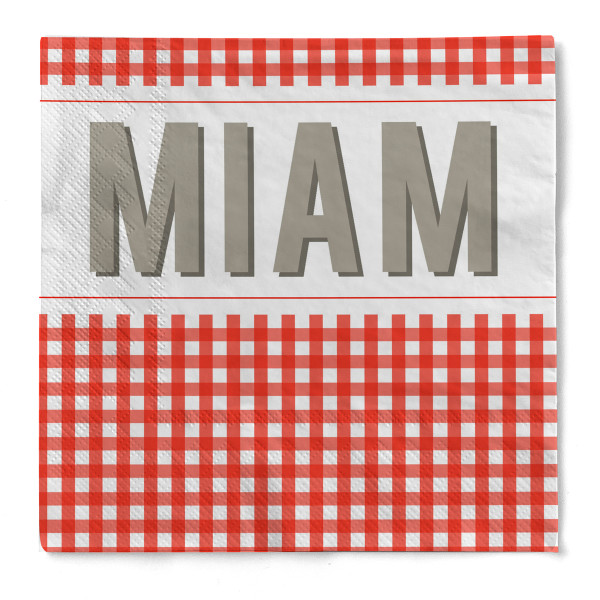 Cocktail-Serviette &quot;BARBEC Miam&quot; (lecker) in Rot aus Tissue 3-lagig, 25 x 25 cm, 20 Stück