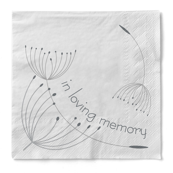 Serviette In Loving Memory in Weiß aus Tissue 33 x 33 cm, 3-lagig, 100 Stück