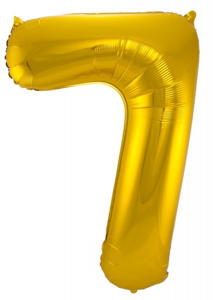 XL Folienballon Zahl 7 in gold, 86 cm, 1 Stück, Helium Ballon (unbefüllt)