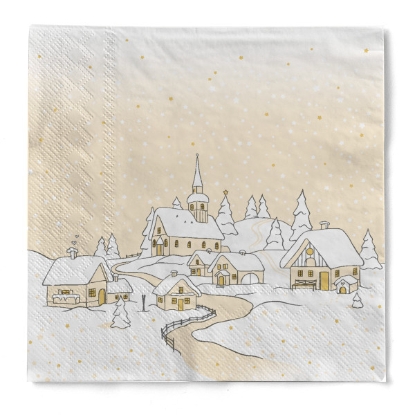 Weihnachtsserviette Anneke in Aprikot aus Tissue 3-lagig, 33 x 33 cm, 1/4 Falz, 100 Stück