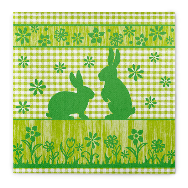 Serviette Joni Rabbits in Grün aus Linclass® Airlaid 40 x 40 cm, 50 Stück