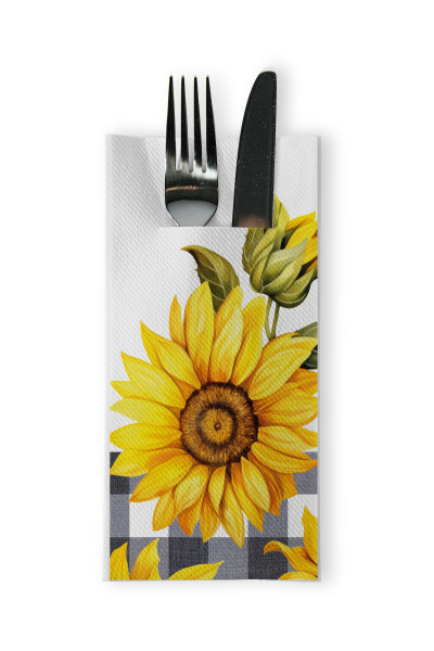 Besteckserviette Himari (Sonnenblume) aus Linclass® Airlaid 40 x 40cm, 1/8 Falz, 75 Stück
