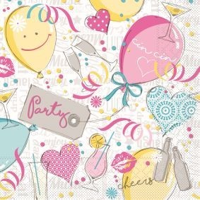 Serviette Ballons aus Tissue 33 x 33 cm, 20 Stück