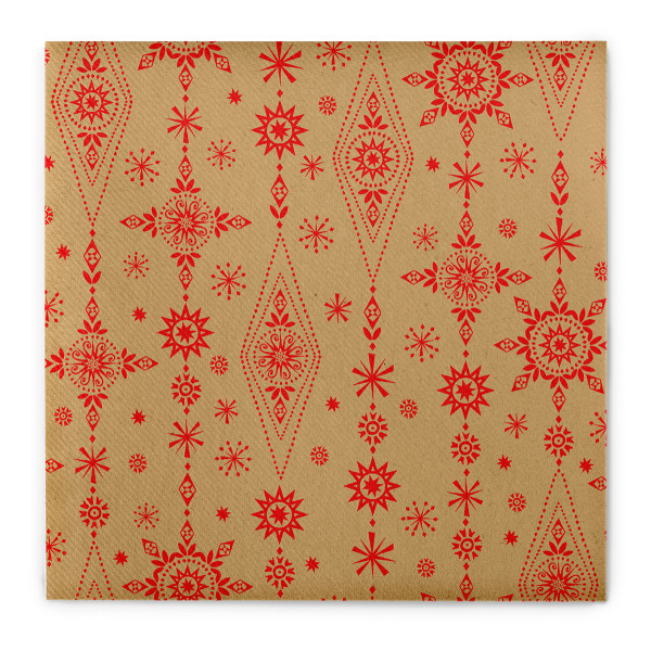 Weihnachtsserviette Brigitte in Naturbraun-Rot aus Linclass® Airlaid 40 x 40 cm, 50 Stück
