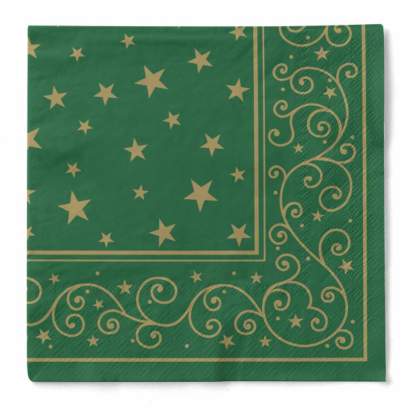 Weihnachtsserviette Liam in Grün aus Tissue 33 x 33 cm, 100 Stück