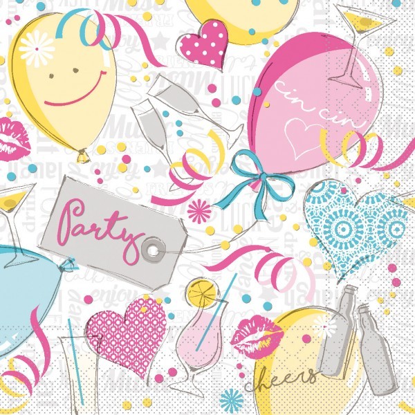 Serviette Ballons aus Tissue 33 x 33 cm, 100 Stück