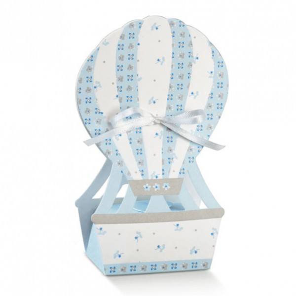 Gastgeschenk Geschenkbox Heißluftballon in Hellblau, 1 Stück