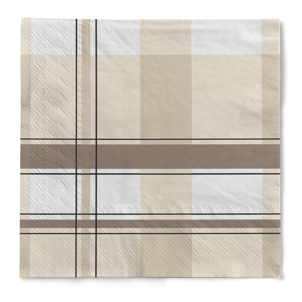 Serviette Kevin in Beige-Braun aus Tissue 3-lagig, 40 x 40 cm, 1/4 Falz, 100 Stück