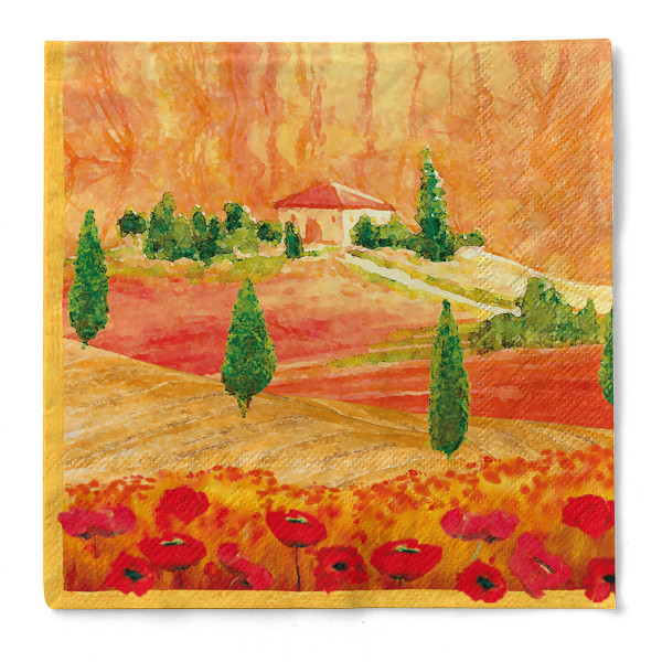 Serviette Lombardia in Terrakotta aus Tissue 33 x 33 cm, 3-lagig, 100 Stück