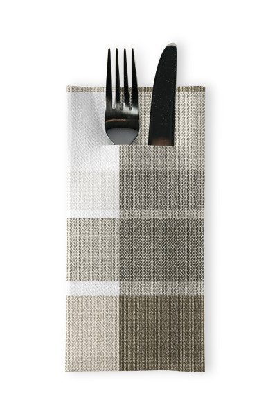 Besteckserviette Marc in Braun-Schwarz aus Linclass® Airlaid 40 x 40cm, 1/8 Falz, 75 Stück