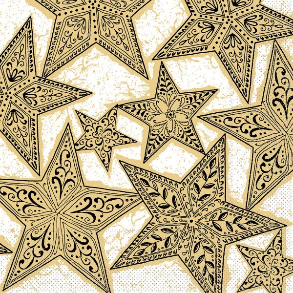 Serviette Gitte in Gold-Schwarz aus Tissue 33 x 33 cm, 100 Stück