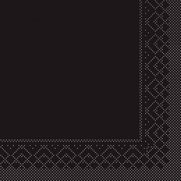Serviette Schwarz aus Tissue 33 x 33 cm, 3-lagig, 20 Stück
