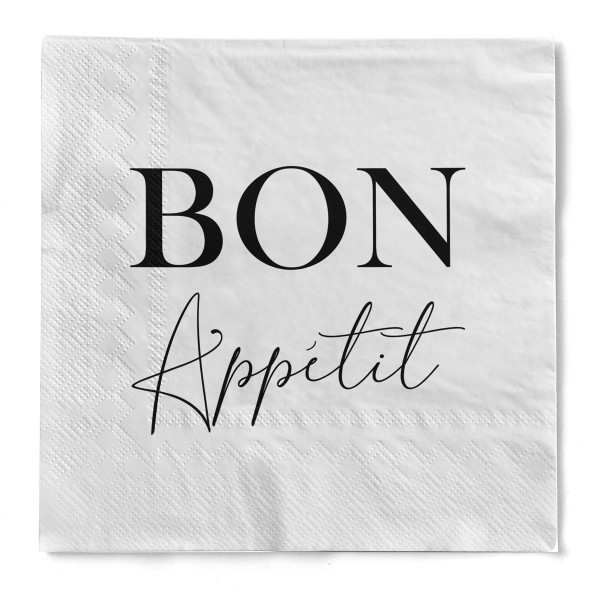 Serviette &quot;Bon appetit&quot; aus Tissue 33 x 33 cm, 20 Stück