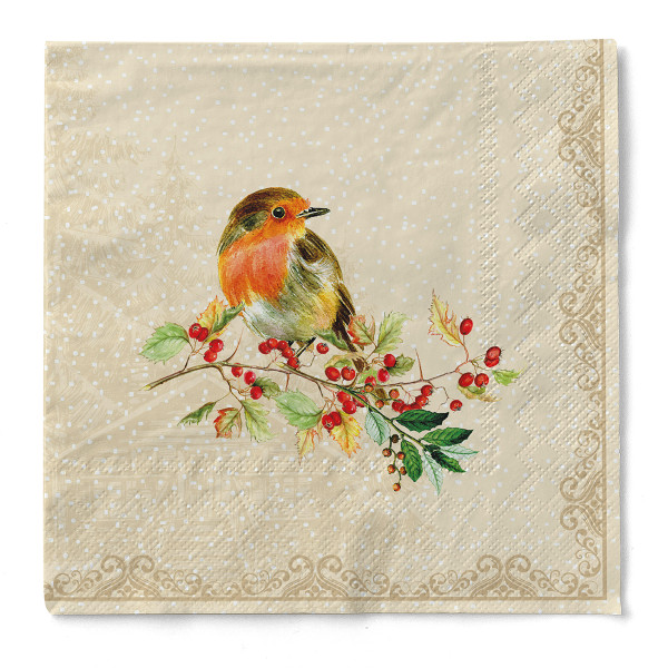 Weihnachtsserviette Pippa in Beige aus Tissue 3-lagig, 40 x 40 cm, 1/4 Falz, 100 Stück