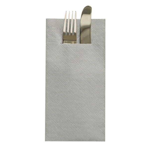 Besteckserviette Grau aus Tissue Deluxe® 40 x 40 cm, 75 Stück