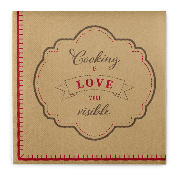 Serviette Cooking is Love aus Linclass® Airlaid 40 x 40 cm, 12 Stück