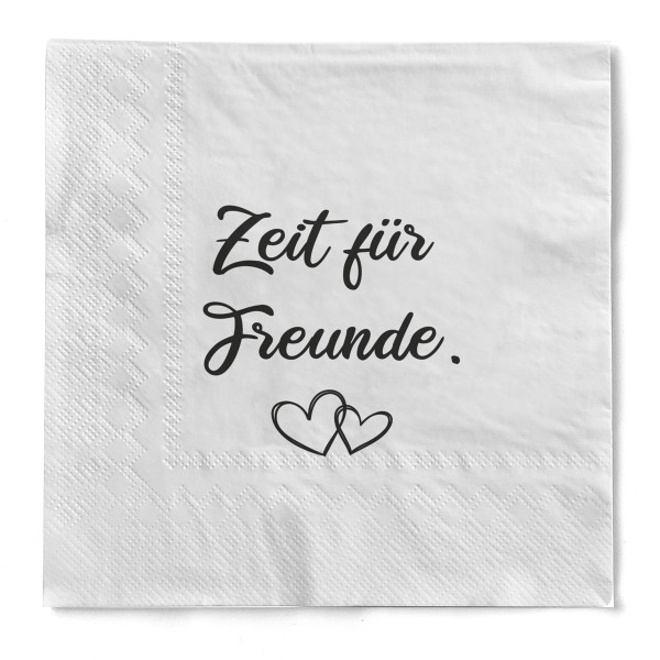 Serviette "Zeit für Freunde" aus Tissue 33 x 33 cm, 3-lagig, 1/4 Falz, 20 Stück
