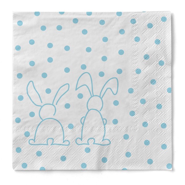 Serviette Rabbits in Türkis aus Tissue 33 x 33 cm, 20 Stück