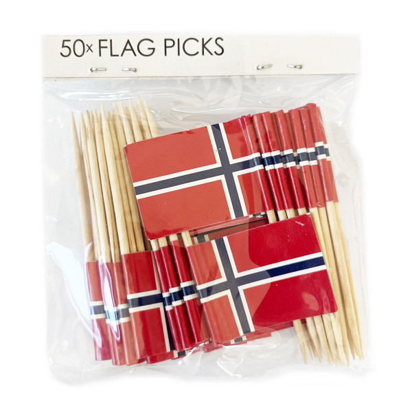 Fahnenpicker Norwegen wehend aus Holz, 50 Stück