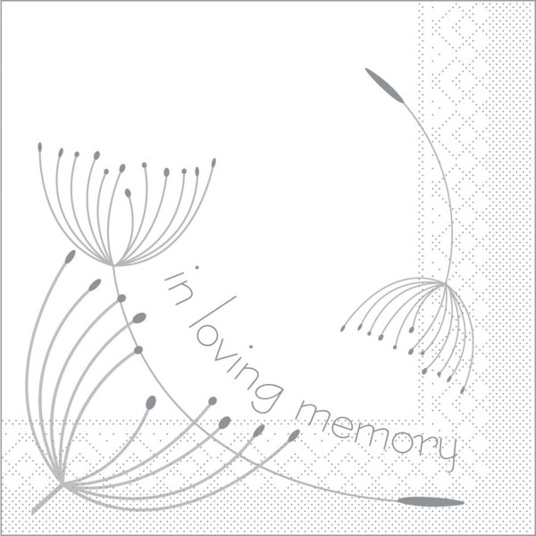 Serviette In Loving Memory in weiß aus Tissue 33 x 33 cm, 100 Stück
