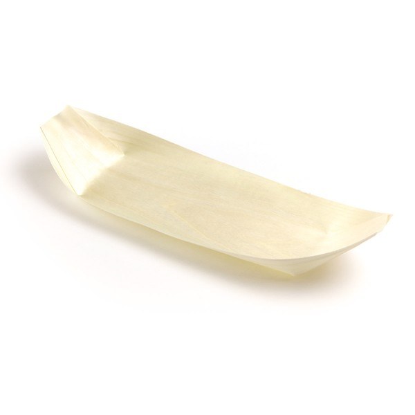Fingerfood Schale aus Holz, Schiffchen, 315 x 110-120 mm, 50 Stück