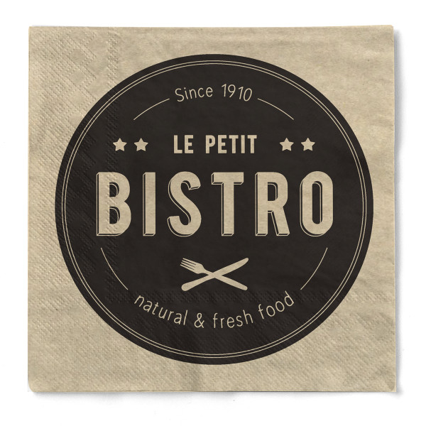 Serviette &quot;Petit Bistro&quot; in Schwarz/Beige aus Tissue 33 x 33 cm, 20 Stück