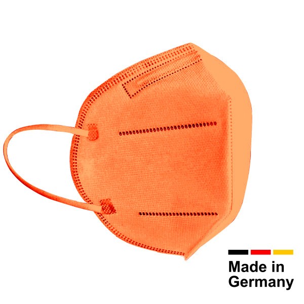 FFP2 Masken farbig, CE2841 - hergestellt in Deutschland - Einzel Verpackt-10 Stk/Box, Orange