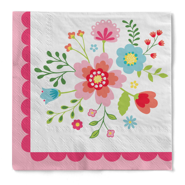Cocktail-Serviette &quot;Abelia&quot; (Sommerblumen) aus Tissue 3-lagig, 25 x 25 cm, 20 Stück