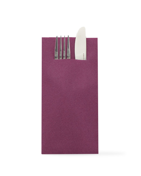 Besteckserviette Aubergine aus Linclass® Airlaid 40 x 40 cm, 1/8 Falz, 12 Stück