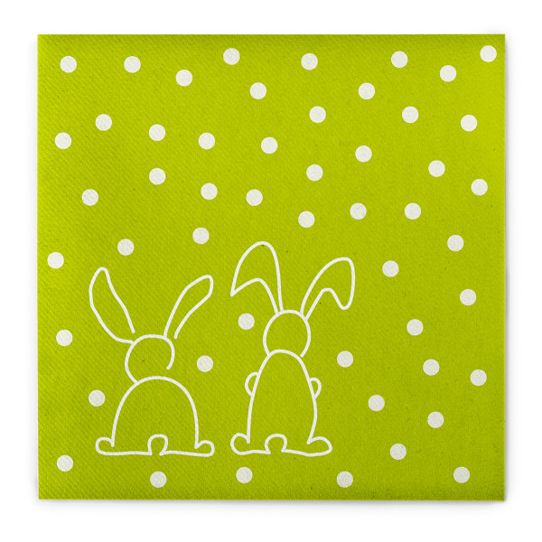 Serviette Rabbits in Kiwi aus Linclass® Airlaid 40 x 40 cm, 12 Stück