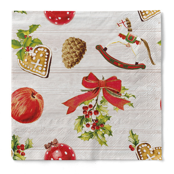 Serviette Advent aus Tissue 3-lagig, 33 x 33 cm, 1/4 Falz, 100 Stück