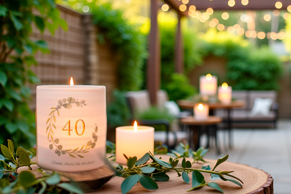 Windlicht Banderole für Kerzengläser Design Schön, dass du da bist 40 - 12 Stück