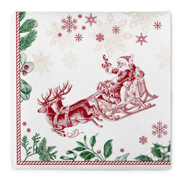 Weihnachtsserviette Tiemen aus Linclass® Airlaid, 40 x 40 cm, 1/4 Falz, 50 Stück