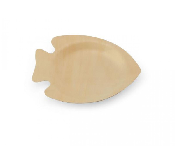 Teller aus FSC Holz, Fischteller, 150 x 130 mm, 30 Stück