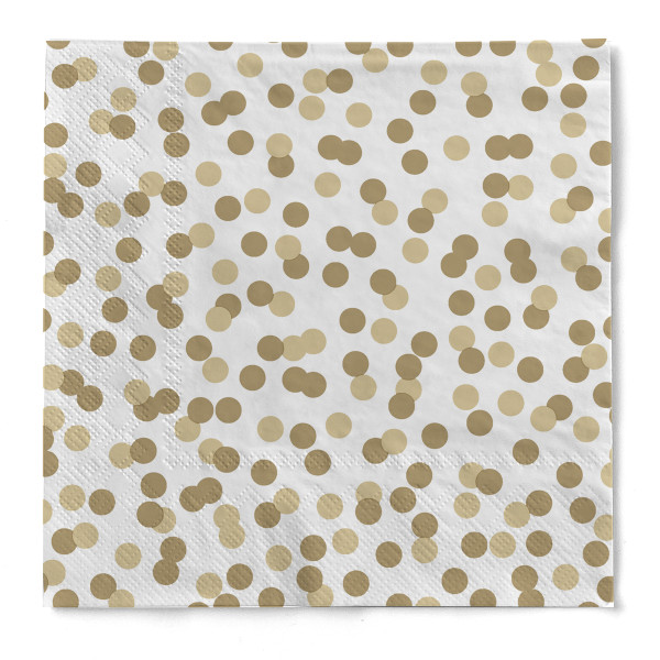 Serviette &quot;Konfetti&quot; in Gold-Champagner aus Tissue 33 x 33 cm, 20 Stück