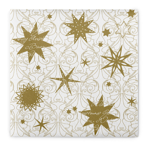 Weihnachtsserviette Christmas Dreams in Gold-Weiß aus Linclass® Airlaid 40 x 40 cm, 12 Stück