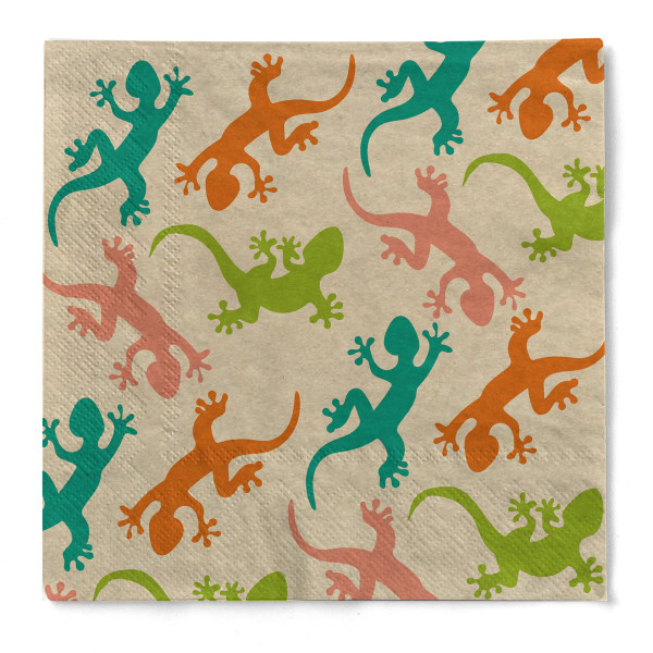 Serviette &quot;Salamander&quot; in Beige aus Tissue 33 x 33 cm, 20 Stück