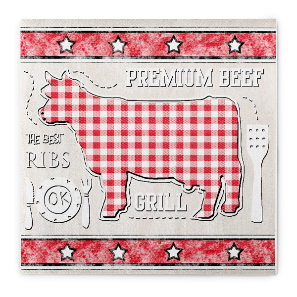Serviette BBQ-Grillfest in Rot-Beige aus Linclass® Airlaid 40 x 40 cm, 12 Stück