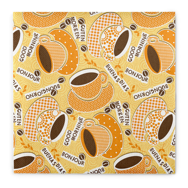 Serviette Kaffee Ole in Gelb-Orange aus Linclass® Airlaid 40 x 40 cm, 50 Stück