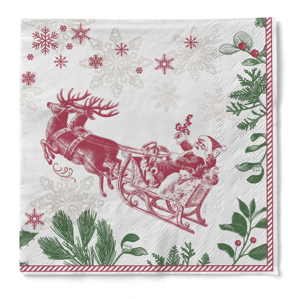 Weihnachtsserviette Tiemen aus Tissue 3-lagig, 40 x 40 cm, 1/4 Falz, 100 Stück