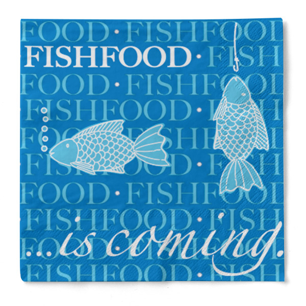 Serviette Fishfood aus Tissue 33 x 33 cm, 20 Stück
