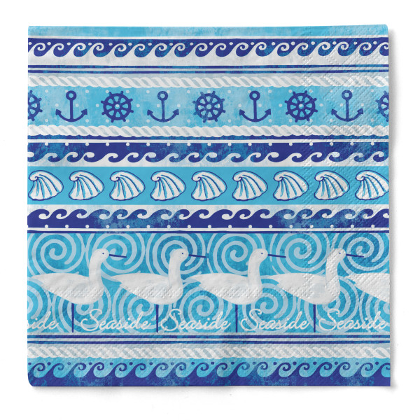 Serviette Seaside in Blau-Weiss aus Tissue 33 x 33 cm, 20 Stück