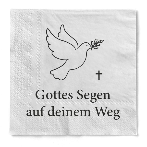 Serviette "Gottes Segen auf deinem Weg" aus Tissue 33 x 33 cm, 3-lagig, 1/4 Falz, 20 Stück