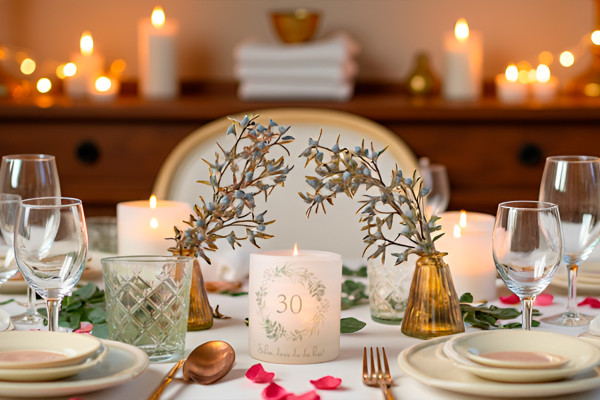 Windlicht Banderole für Kerzengläser Design Schön, dass du da bist 30 - 12 Stück