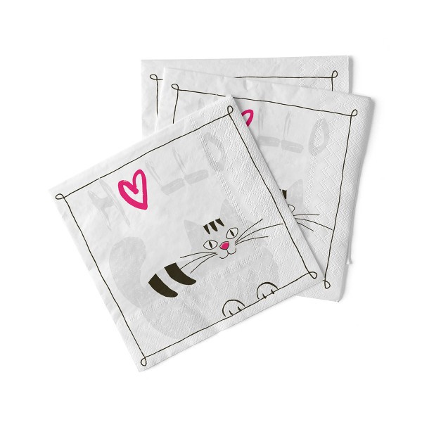 Serviette Moritz in Pink aus Tissue 33 x 33 cm, 20 Stück