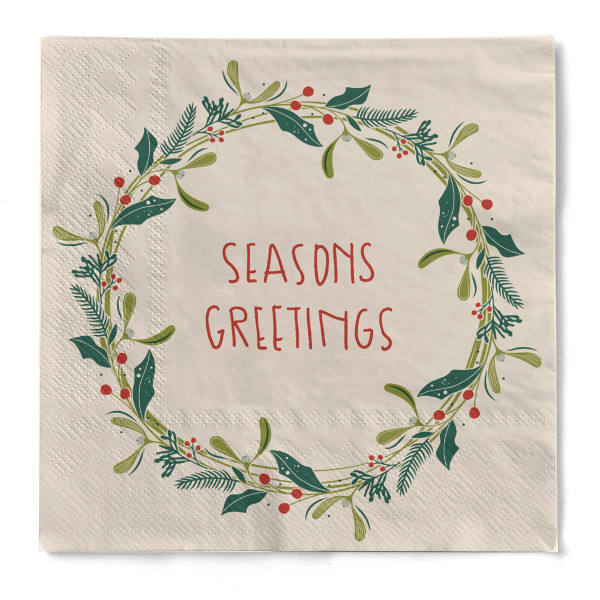 Cocktail-Serviette Isabell - Season´s Greetings in Pebble Stone aus Tissue, 24 x 24 cm, 150 Stück