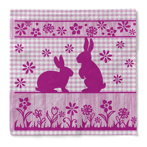 Serviette Joni-Rabbits in Beere aus Tissue 33 x 33 cm, 3-lagig, 100 Stück