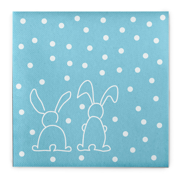 Serviette Rabbits in Türkis aus Linclass® Airlaid 40 x 40 cm, 12 Stück