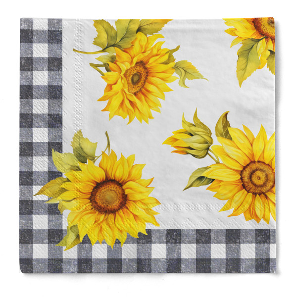 Serviette Himari (Sonnenblume) aus Tissue 3-lagig, 33 x 33 cm, 1/4 Falz, 100 Stück